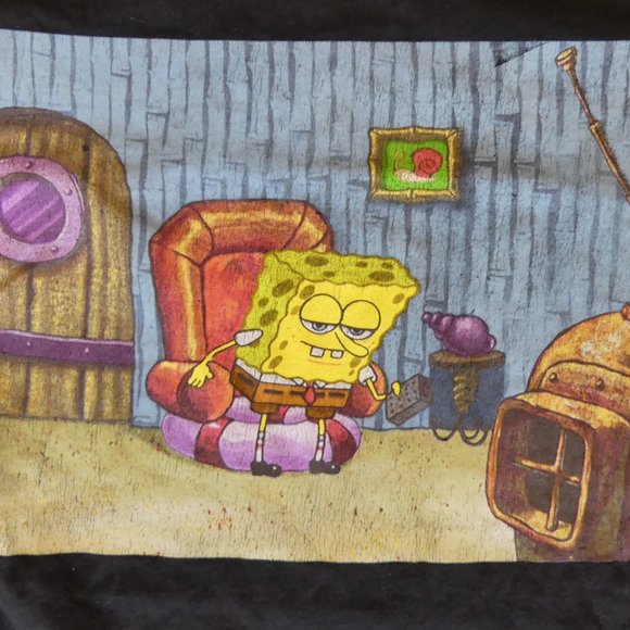 Spongebob Square Pants Black Medium T-Shirt - Picture 2 of 3